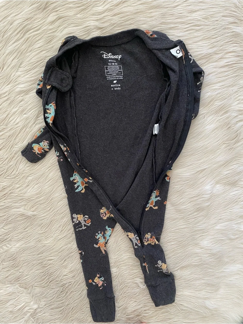 Monica + Andy Disney Mickey Mouse and Friends Halloween Pajama One Piece 12-18M